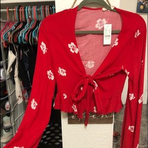 Forever 21 crop top tie shirt :)